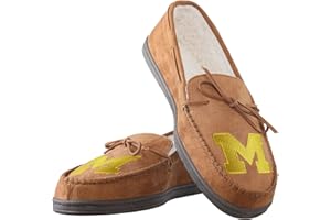 foco NCAA Mens College Team Logo Moccasin Slippers, Tan, Large (11-12)
