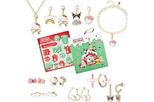 SALLY ROSE Hello Kitty and Friends Jewelry Advent Gift Set: 12 Piece Earrings Necklace Bracelet & Charms Mix & Match Christmas Set