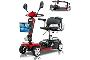 MIHAYO 4 Wheel Mobility Scooter for Seniors&Adults- 45/25 Miles Range, Foldable Powered Electric Wheelchair Device w/600WH Battery, Dual Basket, 300 lb Capacity, Compact (FSA/HSA Eligible)