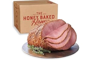 Honey Baked Ham® Bone-In Half 8 lb - Fully Cooked Spiral Sliced Holiday Ham with Signature Sweet Crunchy Glaze - Premium Smoked Pork Entrée for Dinners, Parties & Gifts - Shipped Frozen for Freshness
