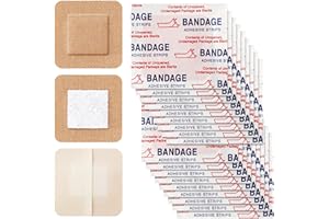 Marsui 200 Pcs Adhesive Spots Bandages Square Tan Adhesive Bandages Flexible Non Latex Knuckle Fingertip for Small Incisions 
