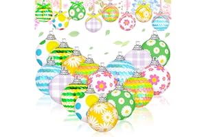 Riceshoot 16 Pcs Spring Tree Ornaments Spring Flower Hanging Decorations Sequin Ball Ornaments Decorative Miniature Daisy Floral Hanging Ball Decor for Home Garden Decor