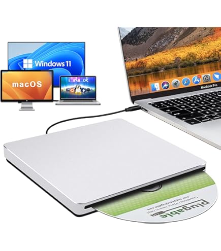 NOLYTH External CD/DVD Drive USB C +/-RW CD Burner DVD Player for