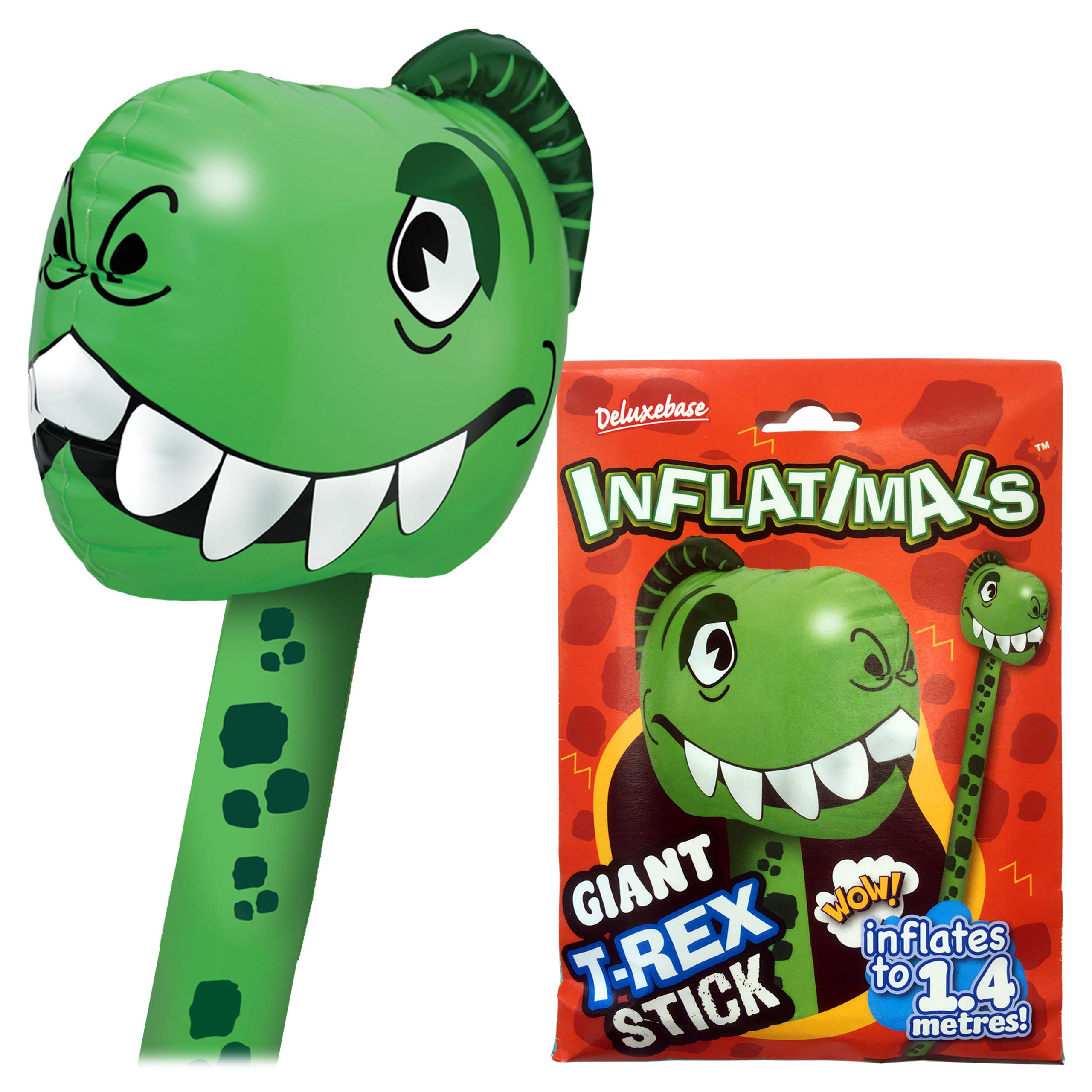 Inflatimals - T-Rex from Deluxebase, Large Inflatable Dinosaur Toy Balloon Stick, Dino Birthday Decoration & Festival Balloons, Kids Party Supplies and Accessories, Fun Novelty Gifts.