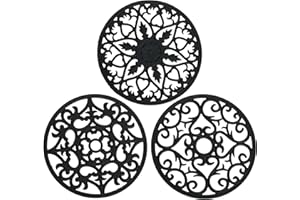 SMITHCRAFT Smitchraft Silicone Trivets for Hot Dishes, Pots and Pans, Hot Pads for Kitchen Quartz Countertops, Silicone Pot Holders Mat, Multi-use Carved Heat Resistant Mat for Counter & Table, Set of 3 Black