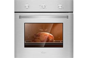 Empava 24" Single Gas Wall Oven Bake Broil Rotisserie Functions with Built-in Timer and Convection Fan in Stainless Steel