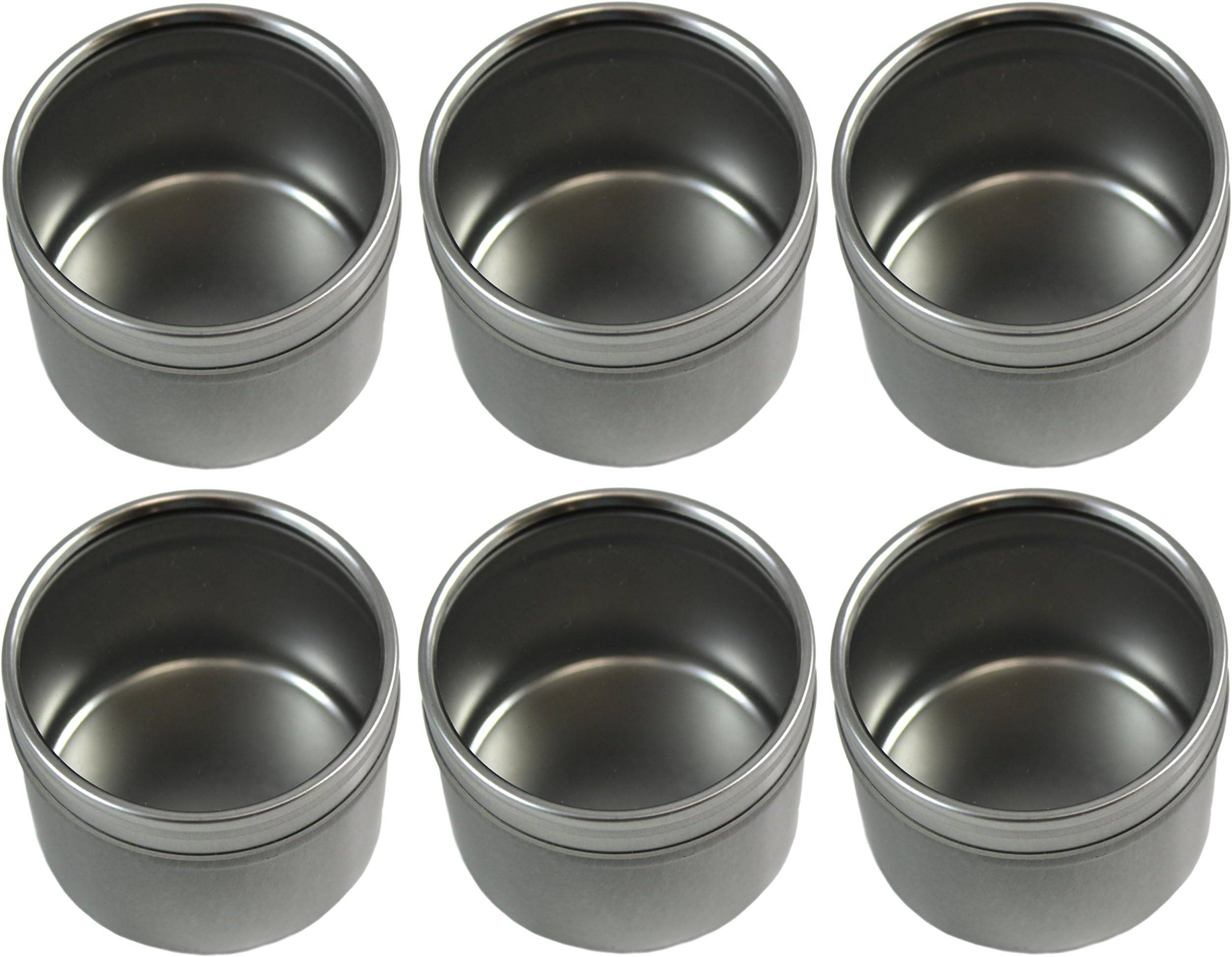 4 oz, Round Deep Tin Container With Clear Lid, 6-pack