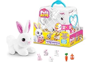 Pets Alive Mommy Bunny & Baby Surprise by ZURU, Electronic Robotic Realistic Soft Bunny Plush Animal Surprise Toy for Kids.