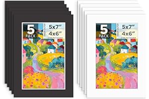 Mat Board Center, 10 Pack Pre-Cut 5x7 Picture Mats for 4x6 Photos/Prints - Acid Free, Bevel Cut, White Core, 4-Ply Thickness 