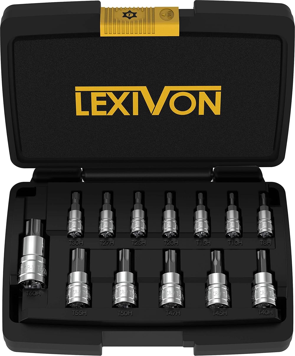 LEXIVON Tamper Proof Torx Bit Socket Set 13-Piece S2 Alloy Steel LX-146