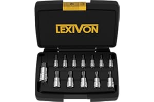 LEXIVON Tamper Proof Torx Bit Socket Set, Premium S2 Alloy Steel | 13-Piece Security Star T8 - T60 Set | Enhanced Storage Cas