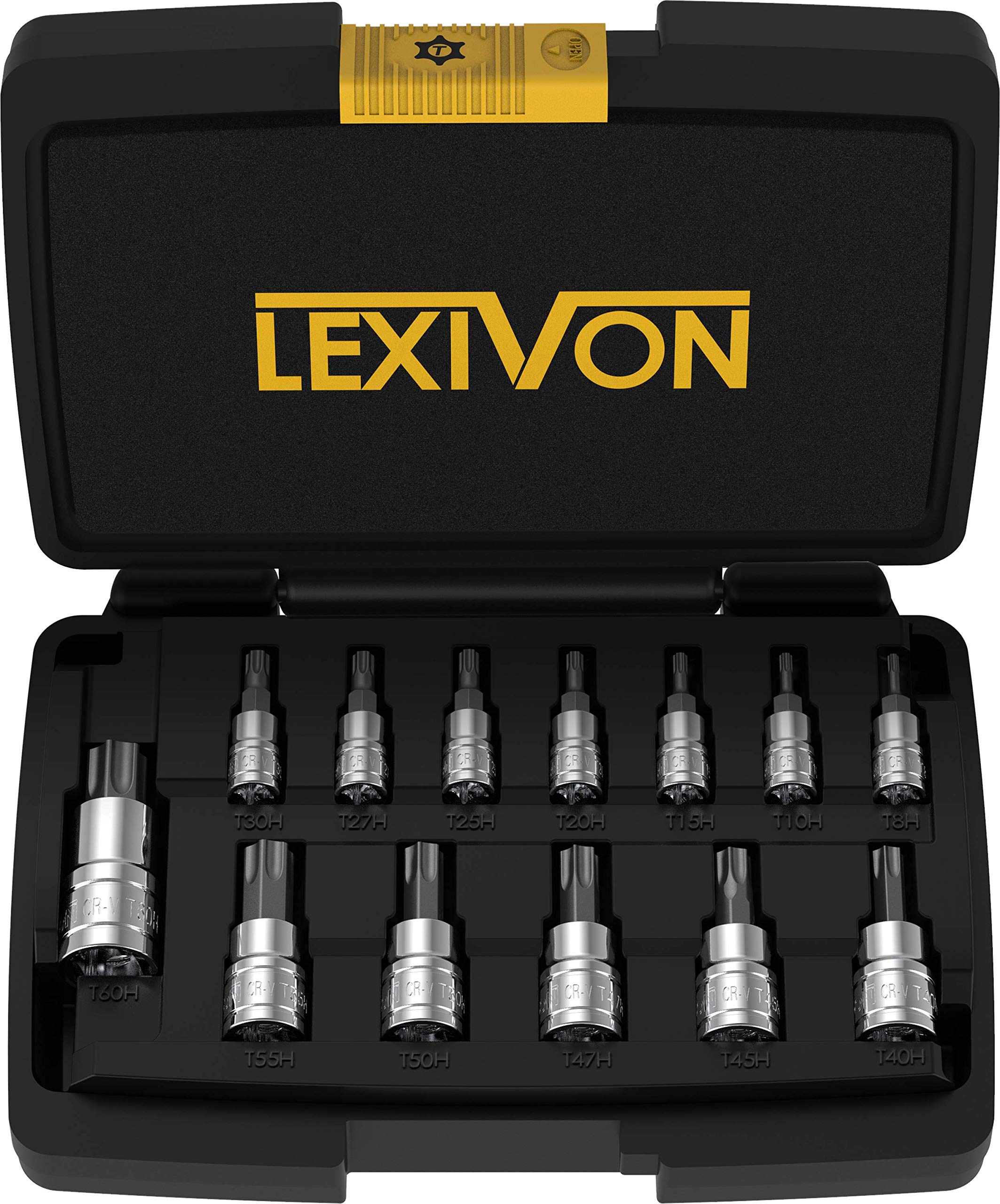 LEXIVON Tamper Proof Torx Bit Socket Set, Premium S2 Alloy Steel | 13-Piece Security Star T8 - T60 Set | Enhanced Storage Case (LX-146) — image 1