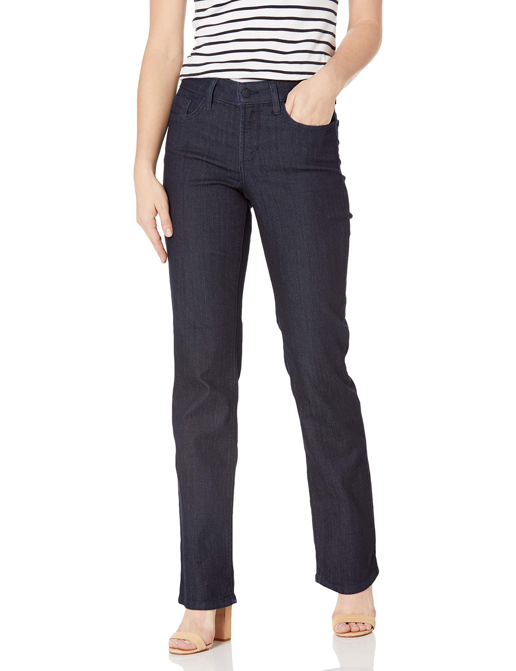 NYDJ Women’s Marilyn Straight Leg Jeans, Dark Enzyme Tonal Stitching, 0