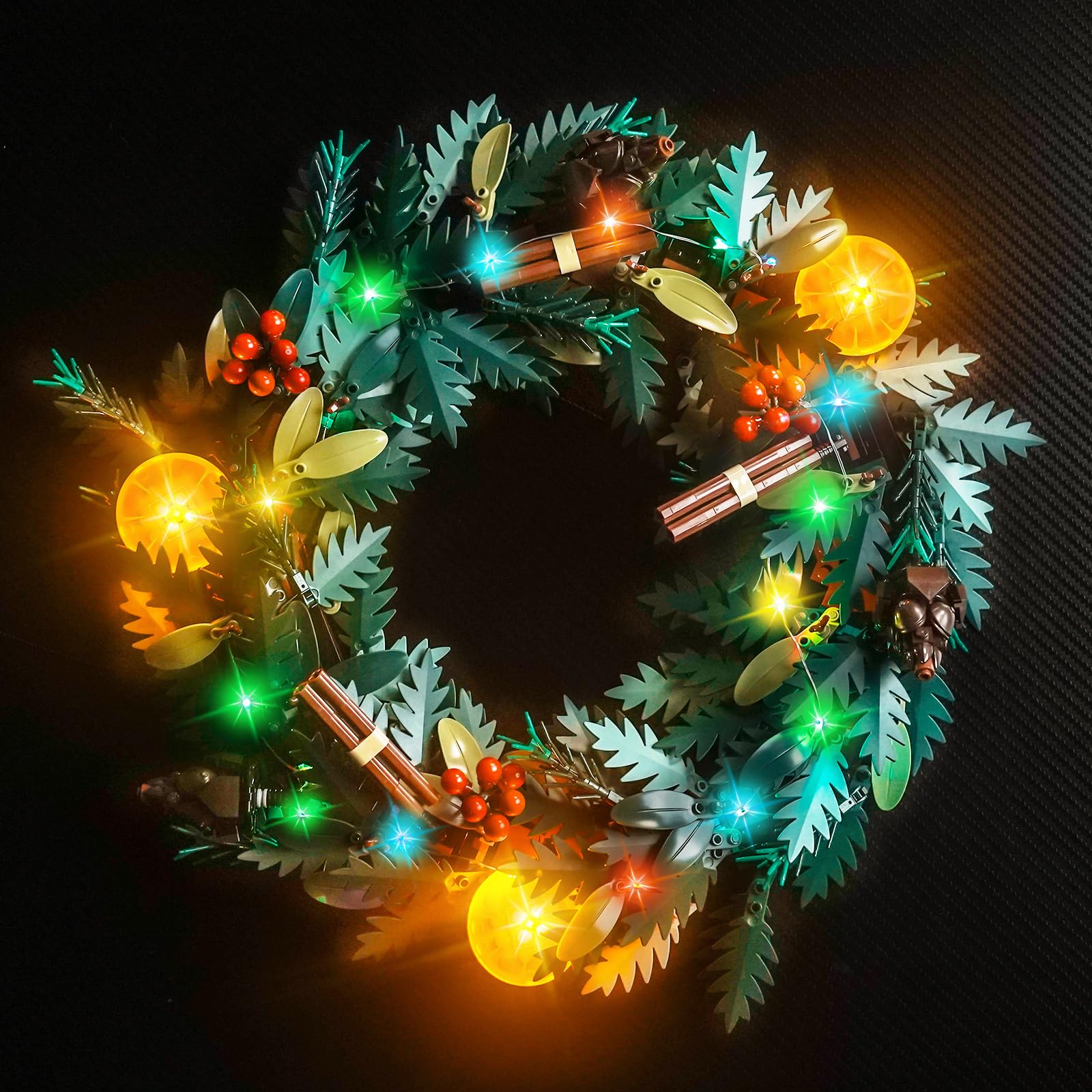 LocoLee Led Light Set - Compatible with Lego Icons 10340 - Wreath Led Decoration Lighting Kit - Green Plastic - Decorative/Festive — image 1