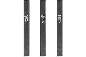 HolYudaica 3-Pack - Classic Aluminum Mezuzah Case for Mezuzah Scroll (with Nail), Easy Peel and Stick, (Scroll Not Included) - Weather Proof - Door Mezuzah Made in Israel (Black Grey, 5.5inch)