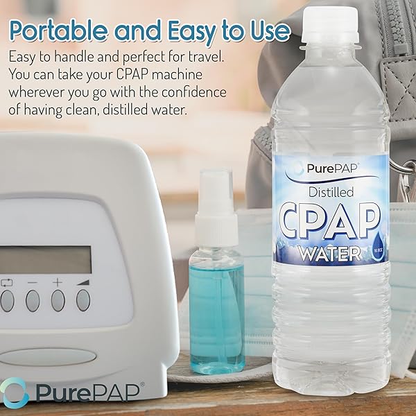 PUREPAP PURE DISTILLED CPAP WATER – 6-PACK OF 16.9OZ BOTTLES DISTILLED WATER – TRAVEL CPAP WATER FOR CPAP MACHINE HUMIDIFIER