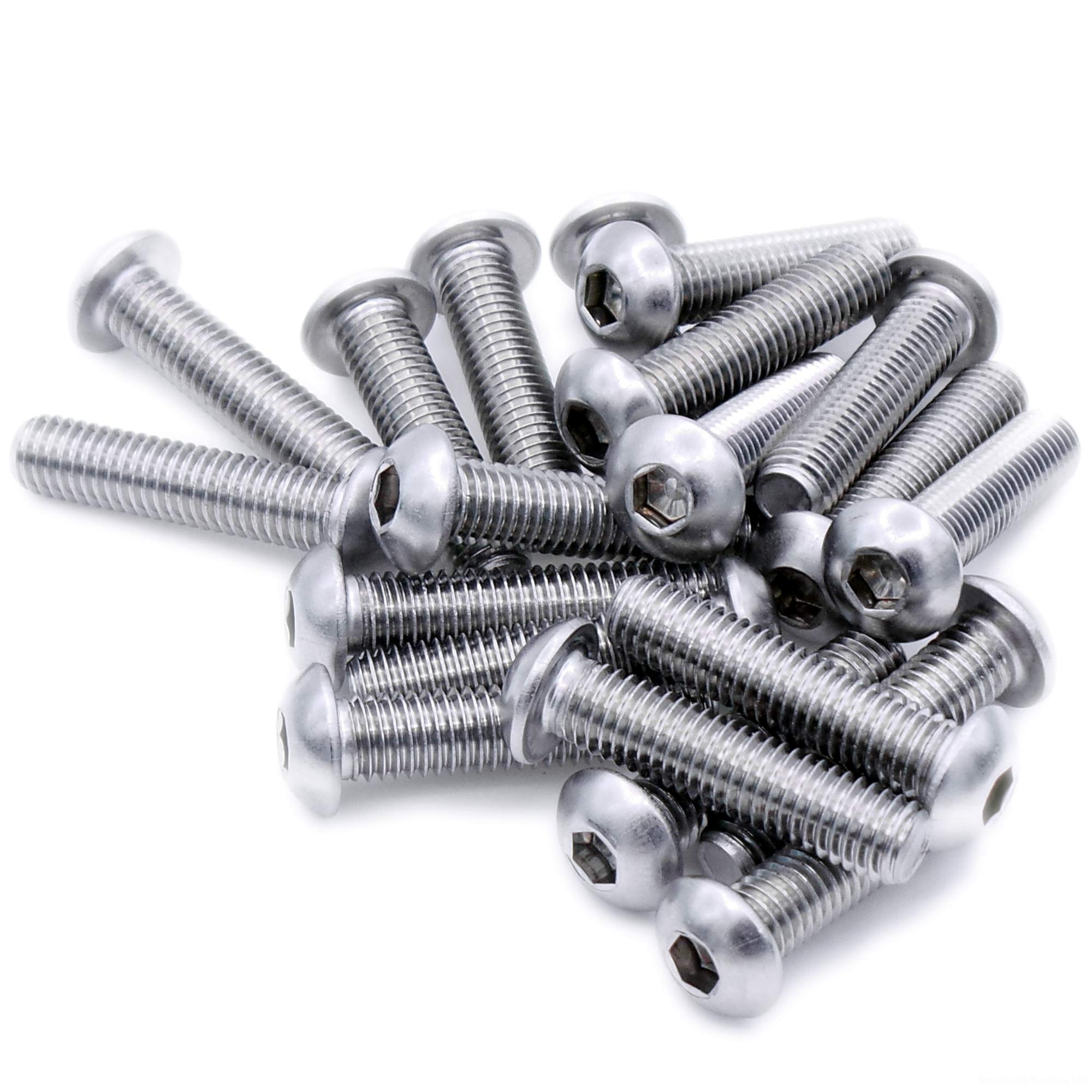M4 (4mm x 30mm) Hex Socket Button Machine Screw (Bolt) - Stainless Steel (A2) (Pack of 20)