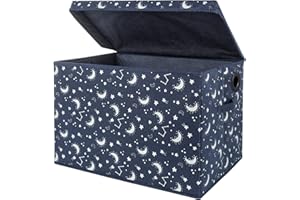 Sammy & Lou Collapsible Felt Soft Toy Box Toy Chest for Toddlers Toy Storage Organizer with Handles and Hinged Lid, 22 x 14.5 x 15 inches, Constellation