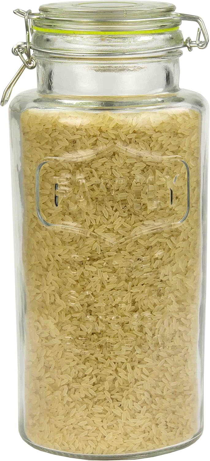 Home Basics Family Clear Food Storage (Large) Glass Canister, Cleae