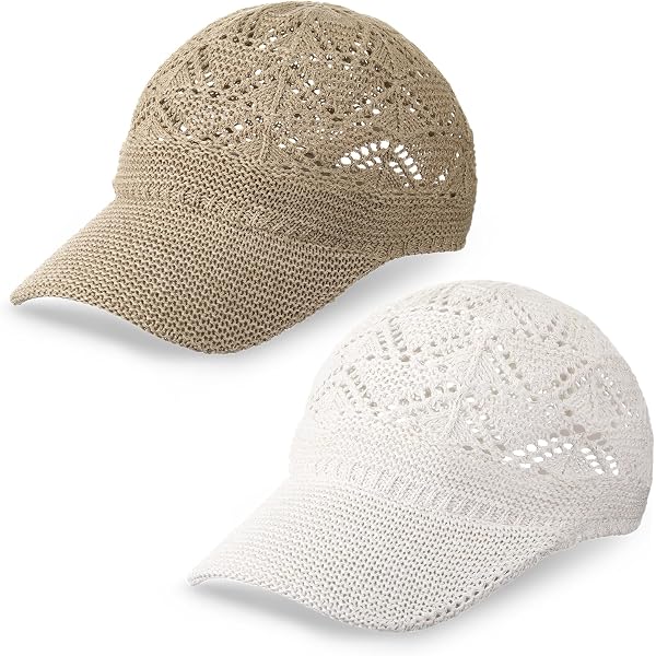 Amazon.com: Womens Knit Mesh Baseball Cap Summer Yarn  display picture 3