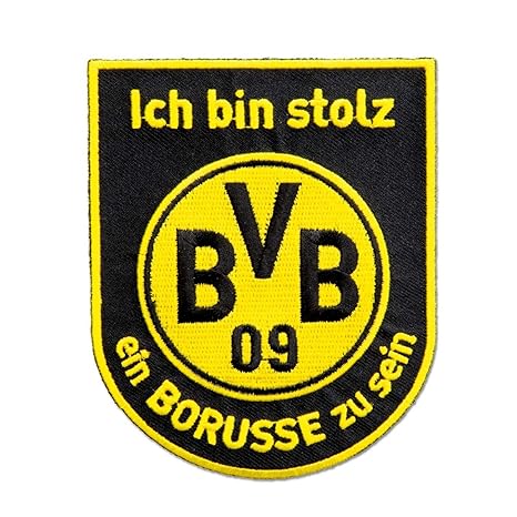 Borussia Dortmund Aufnäher Ich Bin stolz EIN Borusse zu Sein, Patch, Aufbügler BVB 09 - Plus Lesezeichen I Love Dortmund
