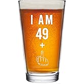 Gelid 49 + One Middle Finger 50th Birthday Gifts for Men Women Beer Glass – Funny 50 Year Old Presents - 16 oz Pint Party Decorations Supplies - Craft Beers Gift Ideas for Dad Mom Husband Wife 50 th