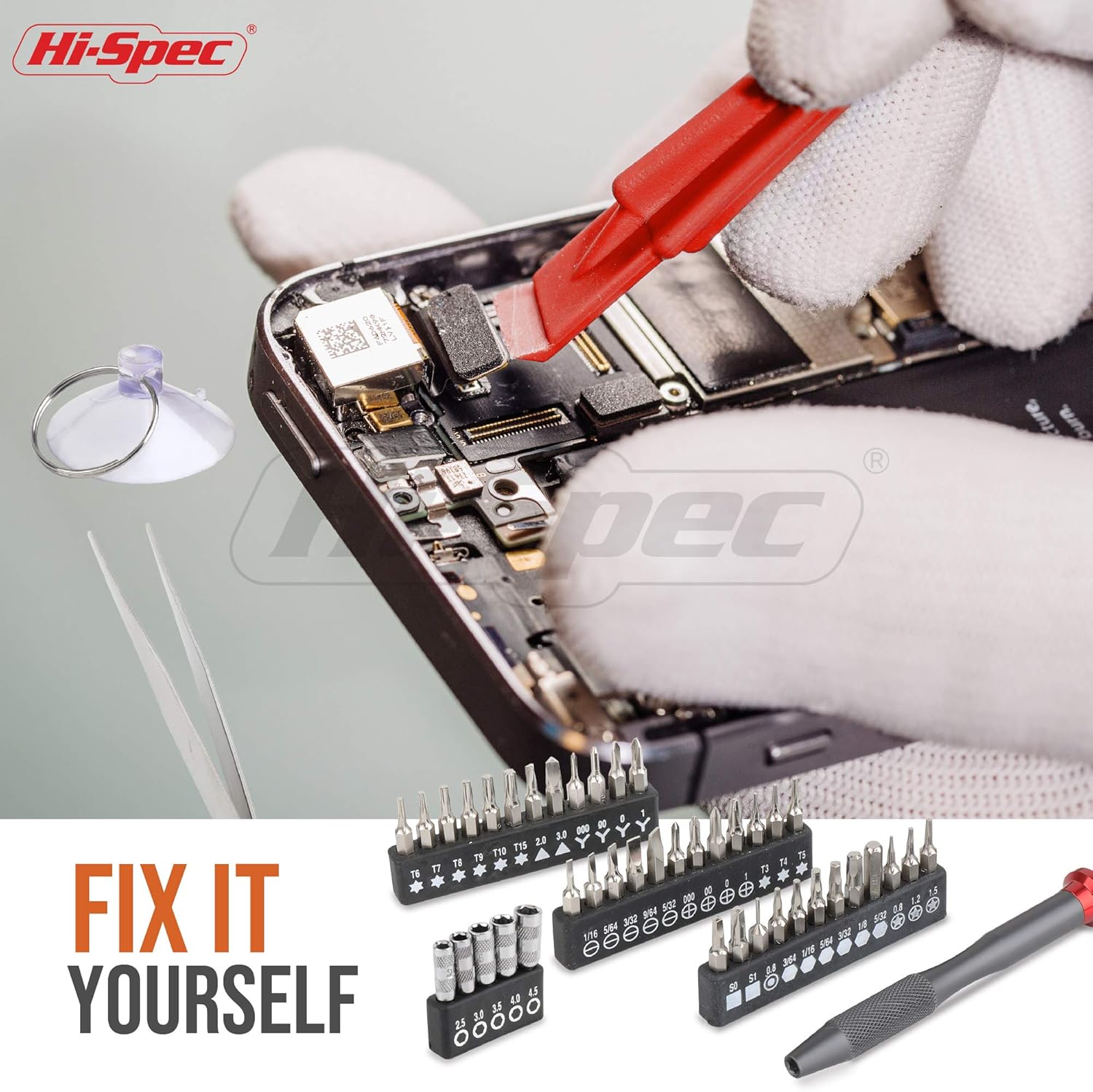 Hi-Spec 49 Piece Repair & Opening Tool Kit Set With Precision Screw Driver Bits For Android Mobile Cell Phones, iPhones, Macbooks, Laptops, Notebooks, Video Game Consoles & Electronic Gadgets: Home Improvement