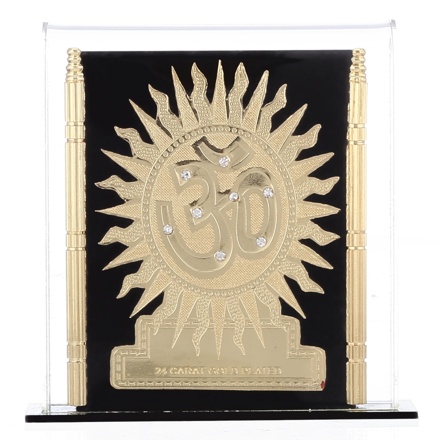 Purpledip Om Showpiece: Sacred Incantation Statue For Car Dashboard, Home Temple, Shop Counter/Shelf, Or Office Table (10944)