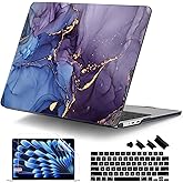 DONGKE for M4 MacBook Air 13.6 Inch Case 2025 2024 2023 2022 Model A3240 A3113 A2681 M3 M2 Chip, Plastic Hard Shell Case Cover with Touch ID for MacBook Air 13 Inch M4 - Abstract Marble