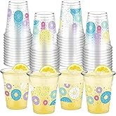 FoldTier 50 Pcs Donut Cups 12 oz Sprinkle Plastic Cups Clear Disposable Sweet One Glasses Doughnut Theme Glasses for Home Sprinkle Grow up Birthday Theme Party Favors Supplies Decoration (Donut)