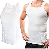 Different Touch 2 Pack Men's Tank Tops Square Cut Muscle Rib A-Shirts