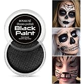 Halloween Black Face Body Paint Washable White Face Painting Zombie Makeup | Water Based Face Paint for Adult Kid Non-Toxic Facepaint Vampire Goth Skull SFX Makeup,Black