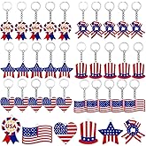 36 Packs American Flag Keychains 4th of July Party Favors USA Key Chains for Kids with Key Ring Fourth of July Accessories for Patriotic Party Favors Independence Memorial Day Veterans Day Gifts