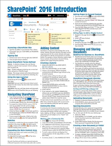 Microsoft SharePoint 2016 Introduction Quick Reference Guide - Windows ...