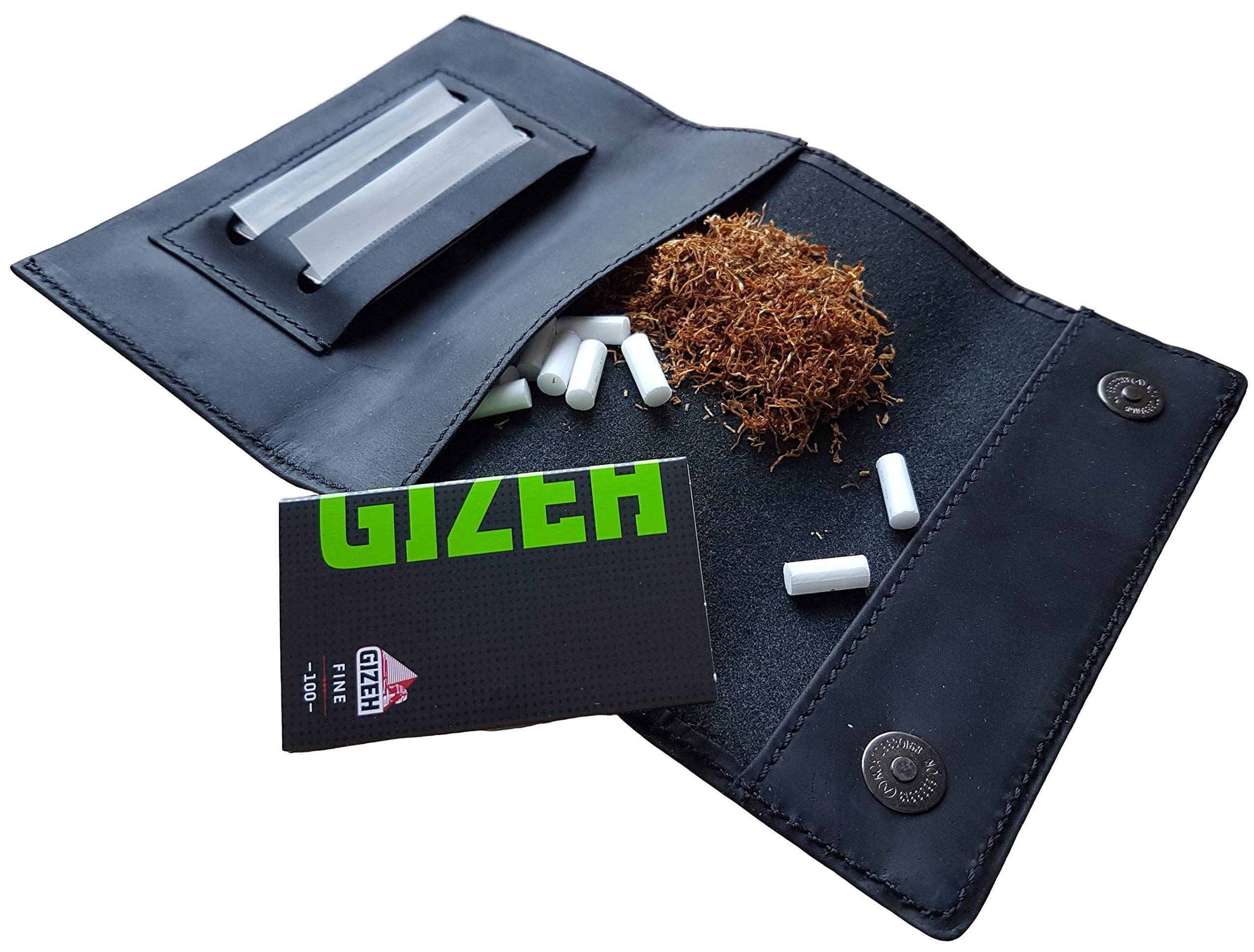 Indian Pearl - Leather Tobacco Case, Magnetic Closure, Filter Compartment, Double Compartment