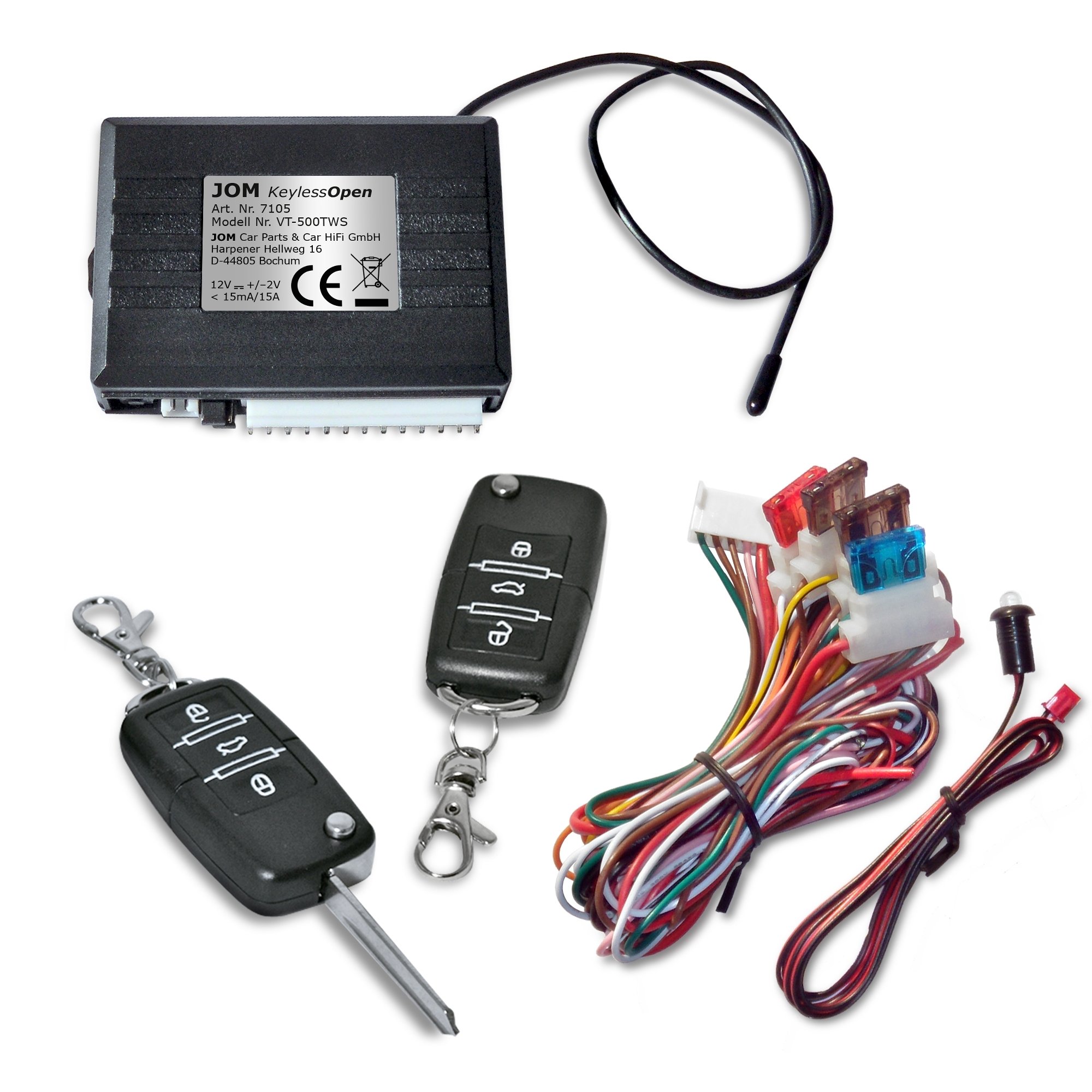 JOM Car Parts & Car Hifi GmbH 7105 Radio-remote control for centrel locking system, universal, with 2 foldable keys — image 1