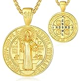 EUDORA 925 Sterling Silver St Christopher/St Benedict/St Michael/Virgin Mary/San Judas Tadeo/Good Shepherd Cross/Archangel Necklace Medal Pendant Protection Religious Amulet Jewelry For Men Women