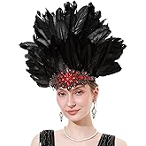 Rulala Fancy Women's Feather Headpiece Handmade Rhinestones Headband Halloween Showgirl Cosplay Headwear Accessories