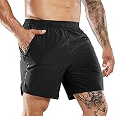 MIER Men's Running Shorts 7" Quick Dry Gym Athletic Workout Shorts with Zipper Pockets