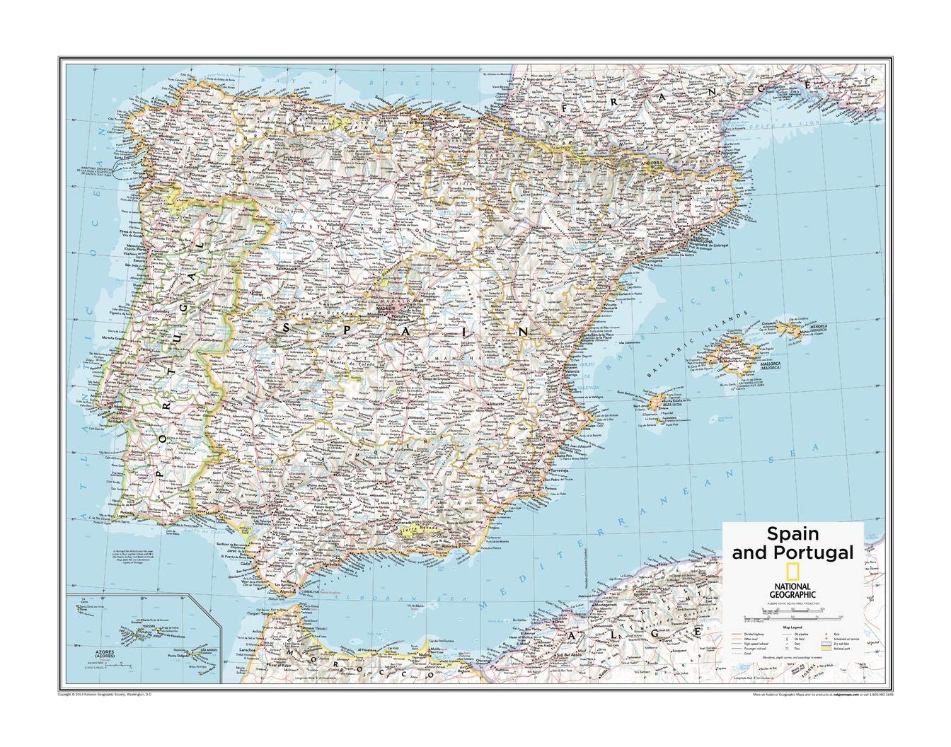 National Geographic: Spain and Portugal Wall Map - 28 x 22 inches - Paper Rolled