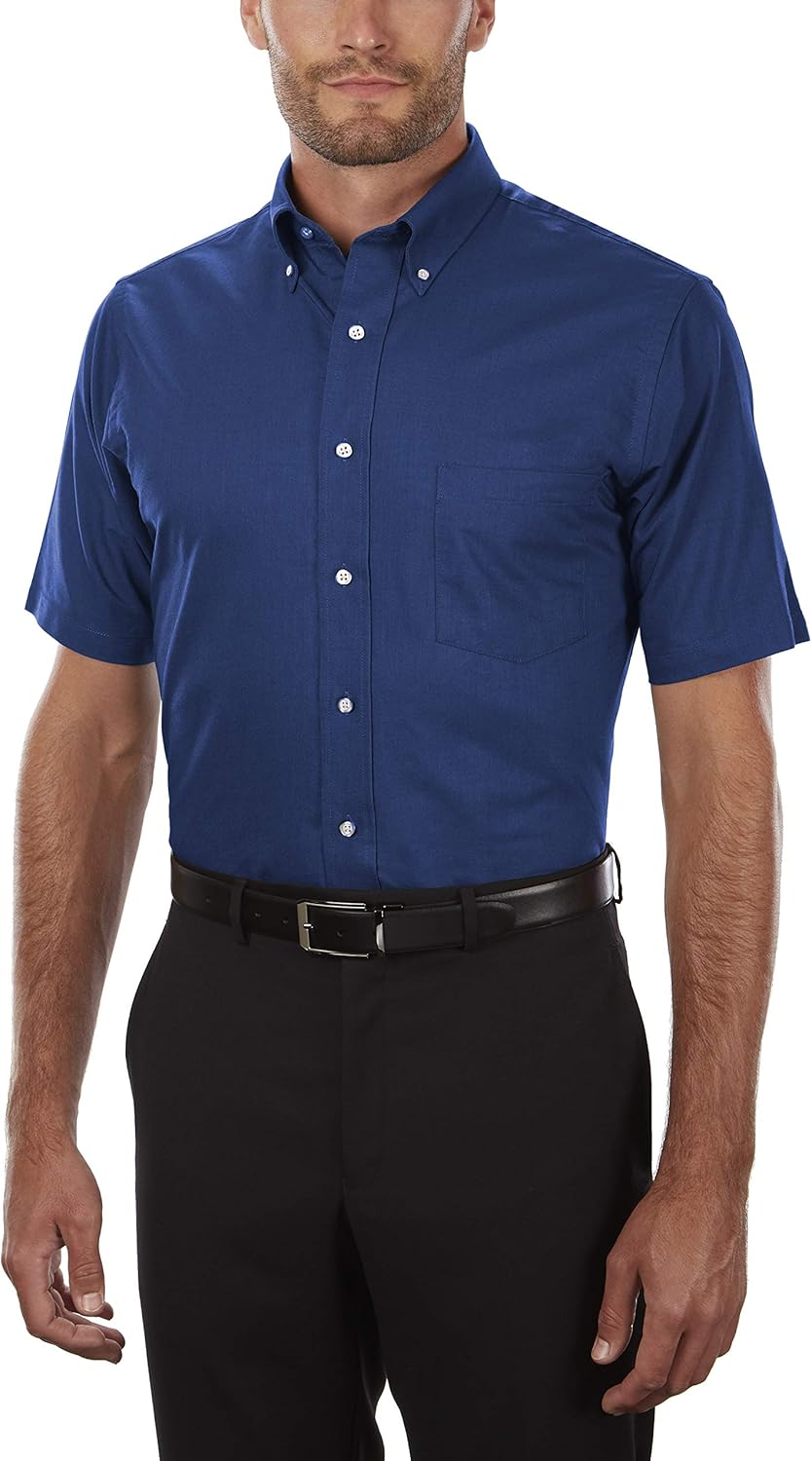 Van Heusen Men's Short Sleeve Dress Shirt Regular Fit Oxford Solid at  Men’s Clothing store