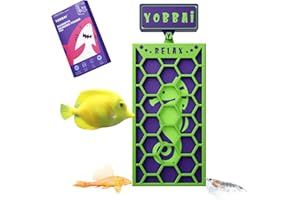 YOBBAI Magnetic Seaweed Feeder, Swinging Motion Nori Feeder, Seaweed Clip for Tangs Angels Freshwater and Shrimp Tanks (Green & Purple)