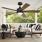 Caisens 52 Inch Farmhouse Ceiling Fan with Light and Remote Control, Forged Metal Light Kit with Crystal Prismatic Glass, 3CC