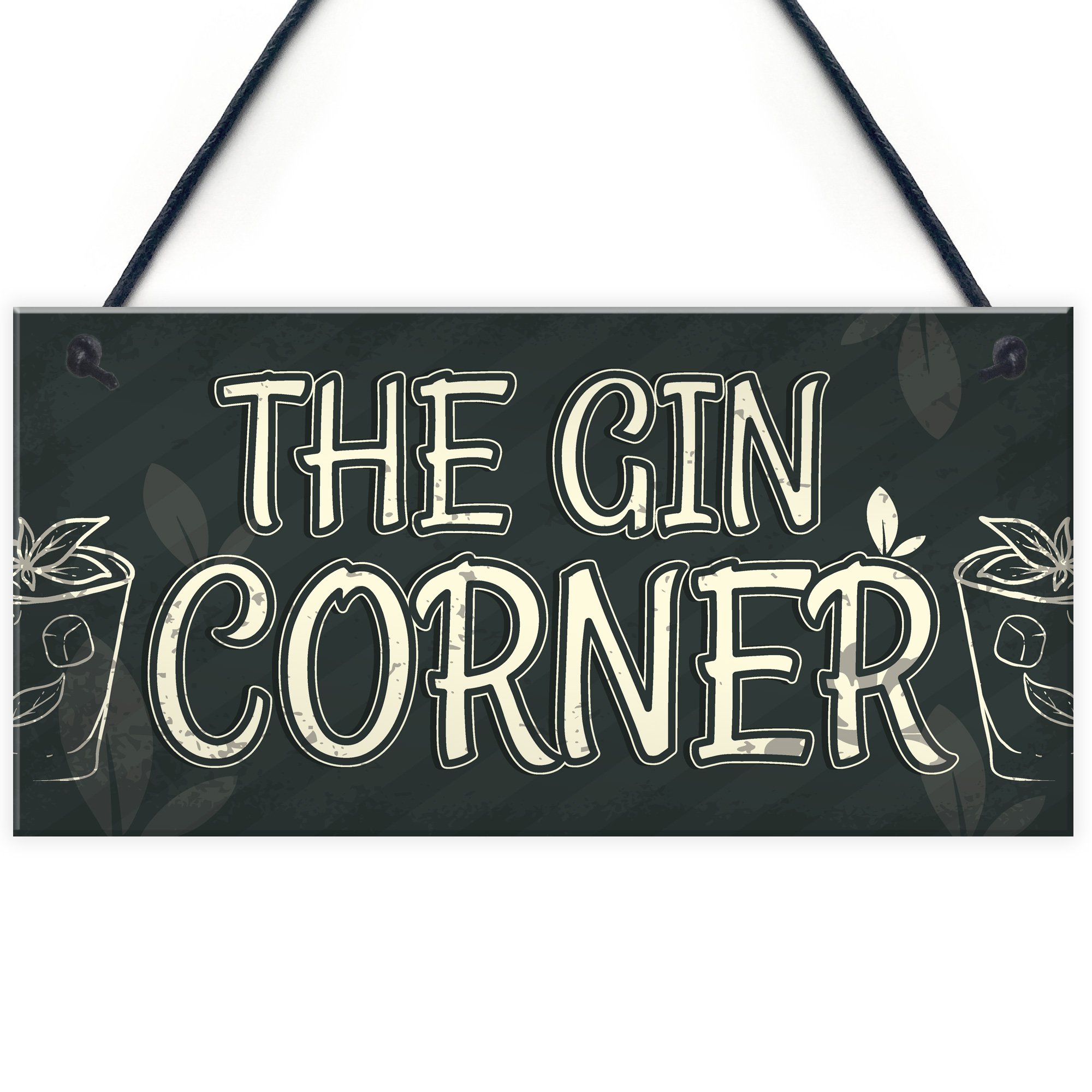 Red Ocean The Gin Corner Garden Sign Gin & Tonic Plaque Funny Alcohol Home Bar Pub Sign Party Gift