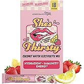 Legendairy Milk She’s Thirsty – Strawberry Lemonade, Hydration Packets | Cortisol Supplement for Stress Relief & Adrenal Support | Coconut Water Electrolytes Powder, No Sugar Added 18 ct