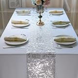 Snowkingdom Silver Metallic Glitter Table Runner 11x108 2 PCS Modern Chic view 4