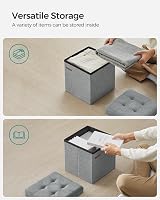 SONGMICS Storage Ottoman Foldable Foot Stool 30x30 cm Light Grey LSF028G52 view 4