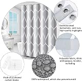 Miorkly Grey Shower Curtain 180x200 cm Mould-Proof Waterproof 12 Hooks view 3