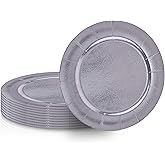 Silver Disposable Paper Charger Plates - 13" (Pack of 20) - Perfect for Weddings, Birthdays, Anniversaries & More