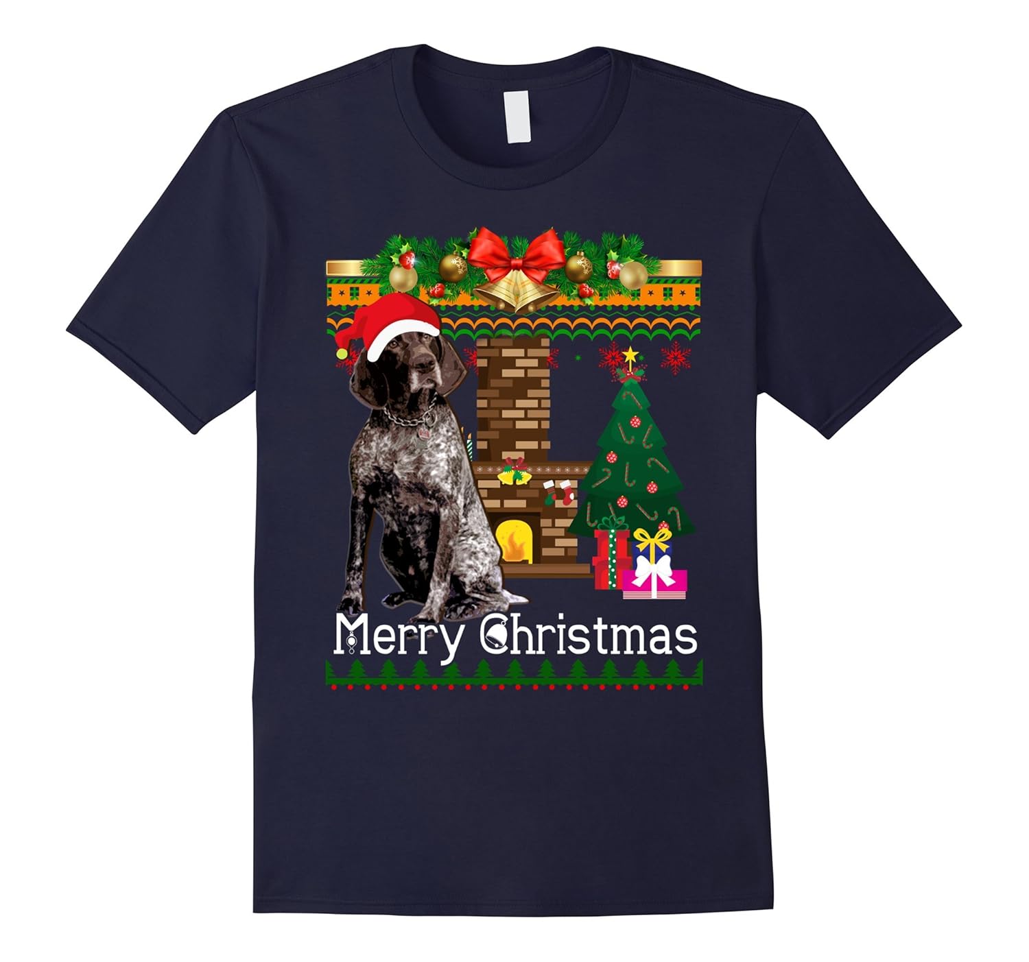 Ugly Christmas Sweater German Shorthaired Pointer T-Shirt-ANZ